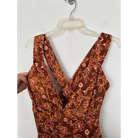 J. Crew Collection Cross Back Ruffle Midi Dress Vtg Vines Burnished Pecan 6 NEW - Picture 5 of 16